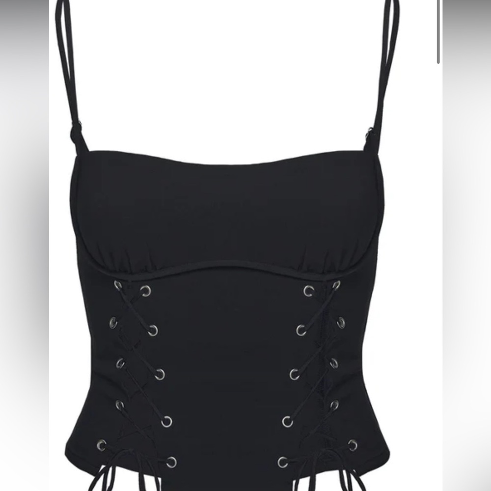 Kiss and Tell Black Soft Corset top Princess Polly